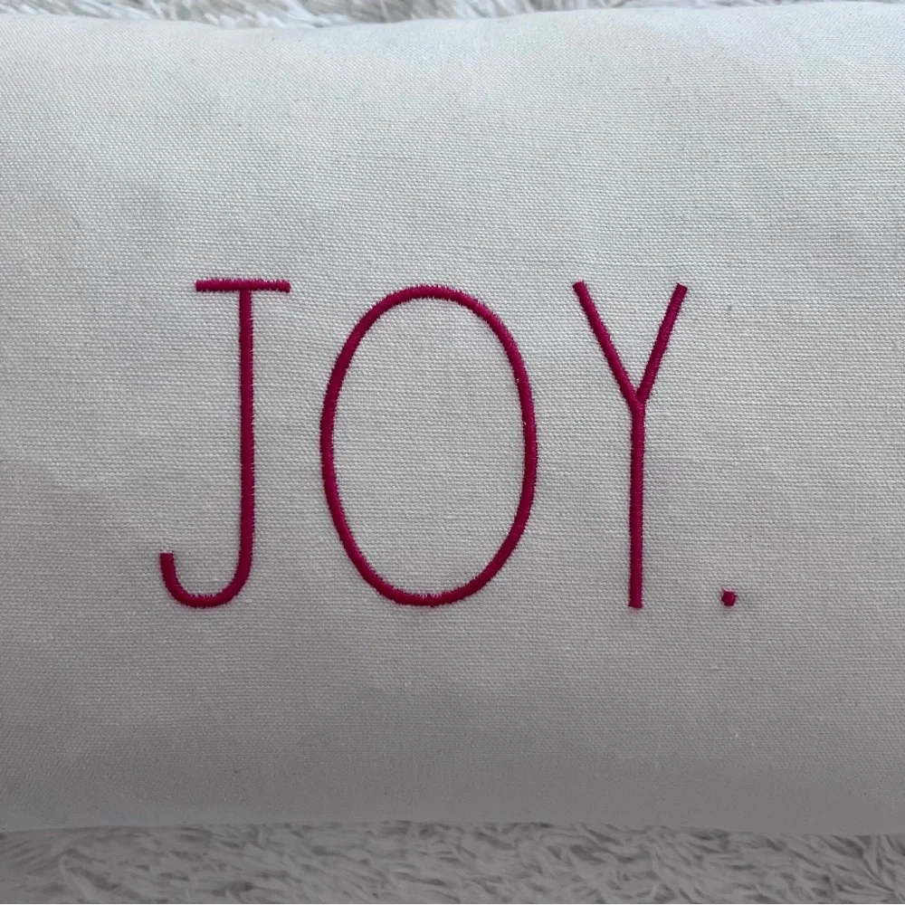 Rae Dunn | RARE ✨ NWT Joy Embroidered Pom Pom Trim Holiday Lumbar Throw Pillow